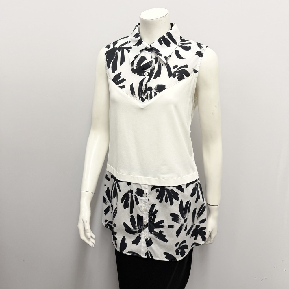 Finley Long Tunic Top NWT $145.00 Black and White Printed Size L Fits M